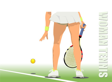 Woman Tennis player. Colored Vector 3d illustration for designersのイラスト素材