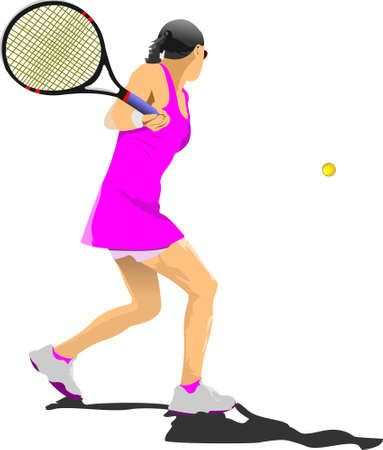 Woman Tennis player. Colored Vector 3d illustration for designersのイラスト素材