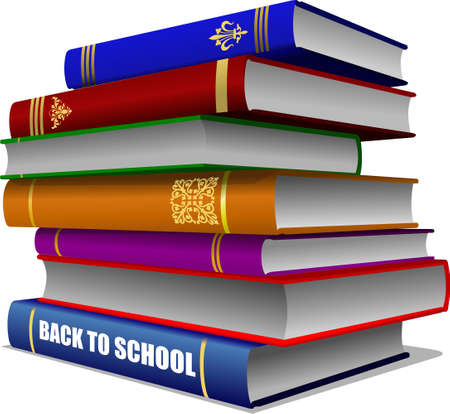 Back to school. Stack of books. 3d vector illustrationのイラスト素材