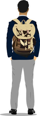Man with packsack. 3d vector illustrationのイラスト素材
