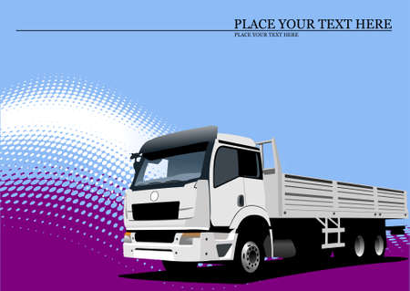 White truck on the road. Abstract Vector 3d illustrationのイラスト素材