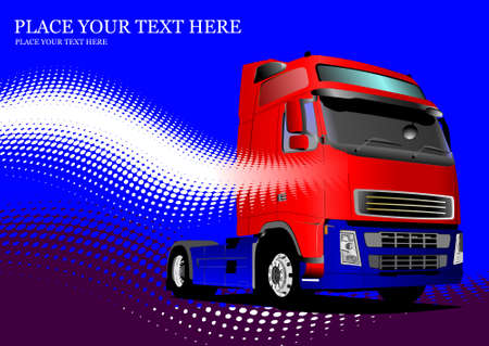 Red truck on the road. Abstract Vector 3d illustrationのイラスト素材