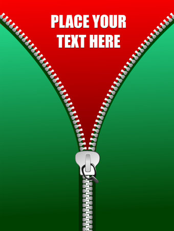 Metal zipper - 3d vector illustrationのイラスト素材