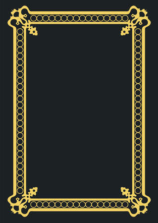 Gold ornament on dark background. Can be used as invitation card. Vector illustrationのイラスト素材