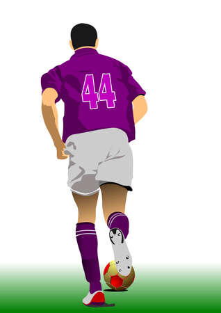 Footballer preparing to take a kick. 3d vector color illustrationのイラスト素材
