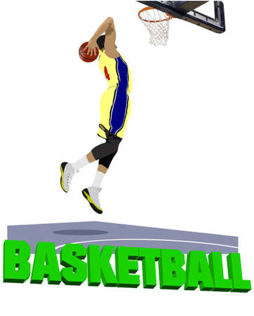 Basketball player silhouettes Colored Vector 3d illustration for designersのイラスト素材