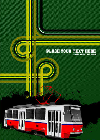 Cover for brochure or template office folder with junction and tram image. 3d vector illustrationのイラスト素材