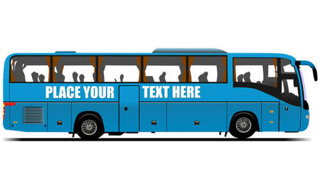 blue tourist bus. coach. vector 3d color illustrationのイラスト素材