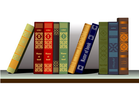 Bookshelf standing on it books. 3d vector illustrationのイラスト素材
