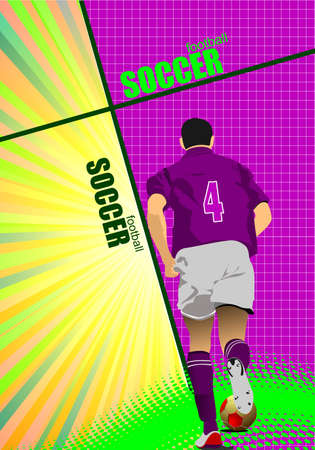 Footballer on abstract background. 3d vector color illustrationのイラスト素材