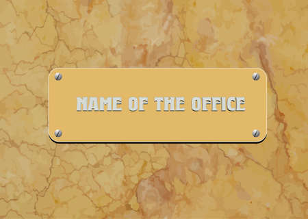 Signboard of the office on marble texture background. 3d vector color illustrationのイラスト素材