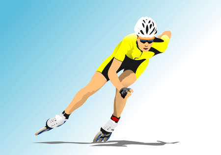 Roller skater silhouette. 3d color vector illustrationのイラスト素材