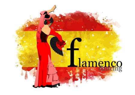 Beautiful young woman dancing flamenco. Vector 3d illustrationのイラスト素材
