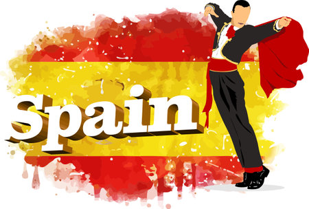 The symbol of Spain in flag image. vector 3d illustrationのイラスト素材