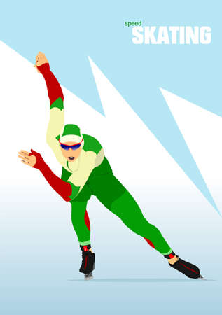 Speed skating runner. Vector 3d illustrationのイラスト素材