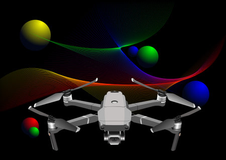 Isometric Drone Fast Delivery on futuristic background. 3d vector illustration