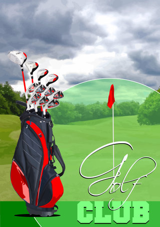 golf club field. Colored vector 3d illustration for designersのイラスト素材