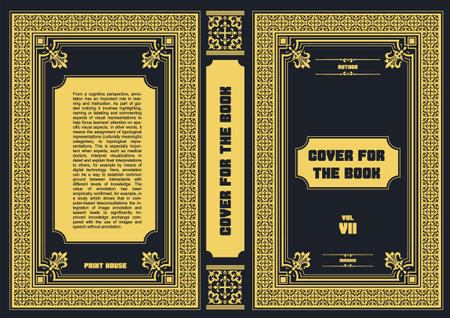 Ornate leather book cover and Old retro ornament frames. Royal Golden style design. Vintage Border to be printed on the covers of books. vector illustrationのイラスト素材