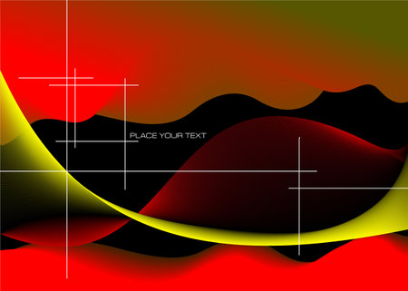 Abstract black-red-yellow wave background. vector 3d illustrationのイラスト素材