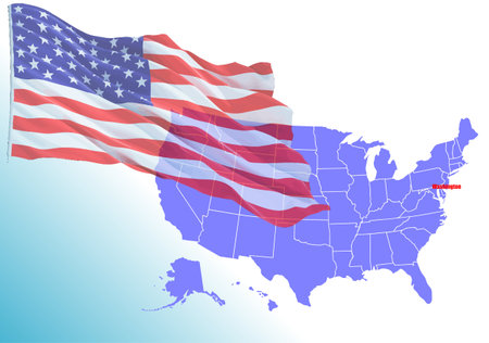 The Flag and map of USA. 3d color vector illustrationのイラスト素材