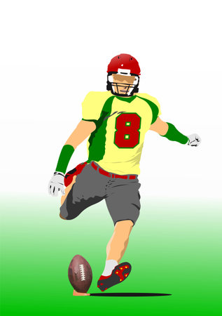 american football player image. Poster. vector 3d illustrationのイラスト素材
