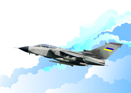 Combat aircraft. Armed. Vector 3d illustration for designersのイラスト素材