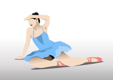 Classical ballet dancers. Vector Colored 3d illustrationのイラスト素材