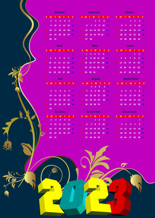 2023 calendar . vector color illustrationのイラスト素材