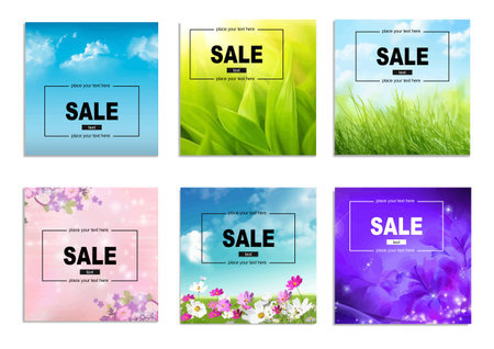 Six sale images on abstract background. color vector illustrationのイラスト素材