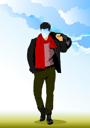 Abstract handsome man without face. vector 3d illustrationのイラスト素材