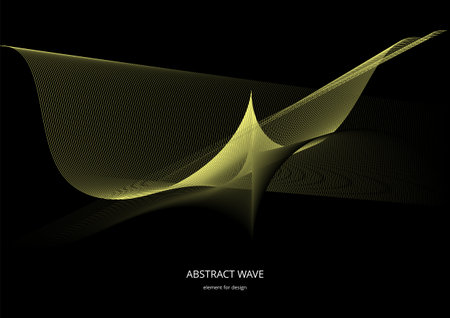 Abstract wave element for design. Digital frequency track equalizer. Stylized line art background. vector illustration. Wave with lines created using blend tool. Curved wavy line, smooth stripeのイラスト素材