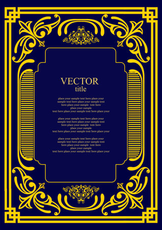Gold ornament on dark background. Can be used as invitation card. book cover. vector illustrationのイラスト素材