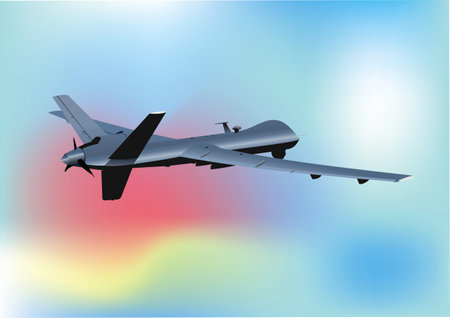 military drone in flight. 3d color vector illustrationのイラスト素材