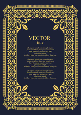 Gold ornament on dark background. Can be used as invitation card. book cover. vector illustrationのイラスト素材