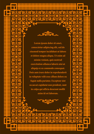 Gold ornament on dark background. Can be used as invitation card. book cover. vector illustrationのイラスト素材