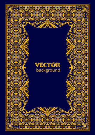 Gold ornament on dark background. Can be used as invitation card. book cover. vector illustrationのイラスト素材