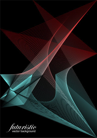 Abstract Black futuristic background with fractal horizon. 3d color vector illustrationのイラスト素材