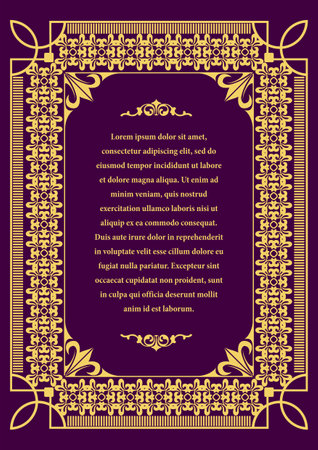 Gold ornament on dark background. Can be used as invitation card. book cover. vector illustrationのイラスト素材