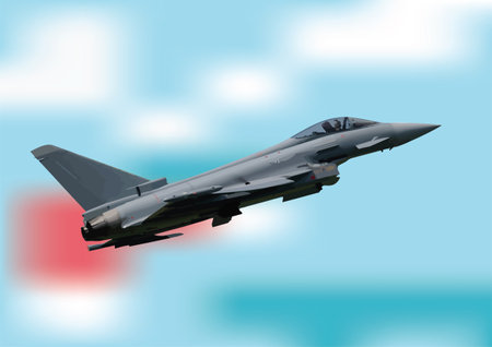 Combat aircraft. Armed. Vector 3d illustration for designersのイラスト素材