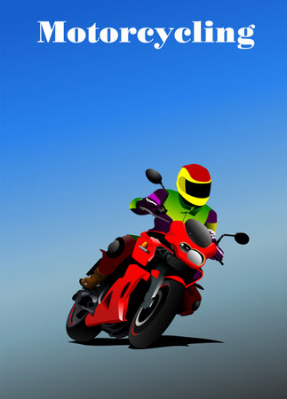 Sky background with motorcycle image. vector 3d illustrationのイラスト素材