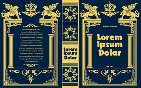 Old book cover design elements. color vector illustrationのイラスト素材
