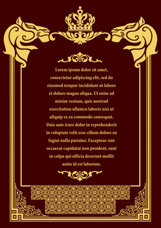 Gold ornament on dark background. Can be used as invitation card. book cover. vector illustrationのイラスト素材