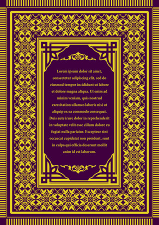 Gold ornament on dark background. Can be used as invitation card. book cover. vector illustrationのイラスト素材