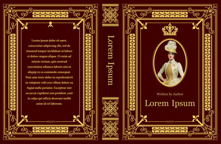 Old book cover design elements. color vector illustrationのイラスト素材