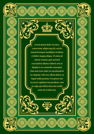 Gold ornament on dark background. Can be used as invitation card. book cover. vector illustrationのイラスト素材