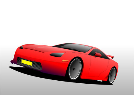 Red car coupe. Vector 3d illustrationのイラスト素材