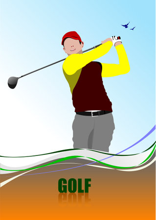 Poster with Golf players. Vector 3d illustrationのイラスト素材