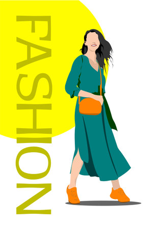 Silhouette of fashion woman. Vector 3d illustrationのイラスト素材