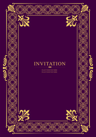 Gold ornament on dark background. Can be used as invitation card. book cover. vector illustrationのイラスト素材