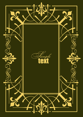 Gold ornament on dark background. Can be used as invitation card. book cover. vector illustrationのイラスト素材